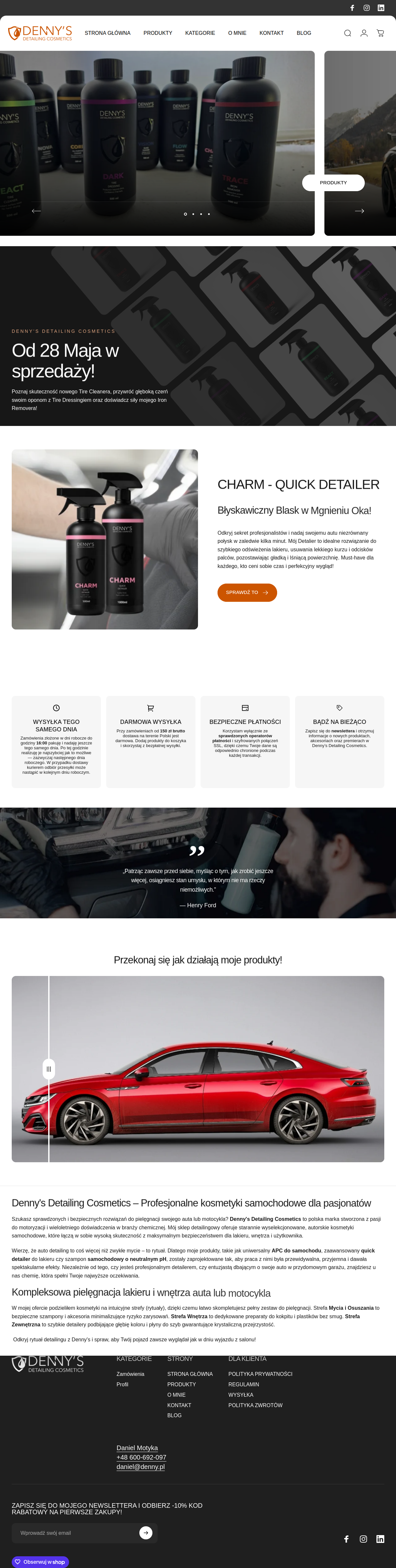 Pełny zrzut strony internetowej — Denny’s Detailing Cosmetics