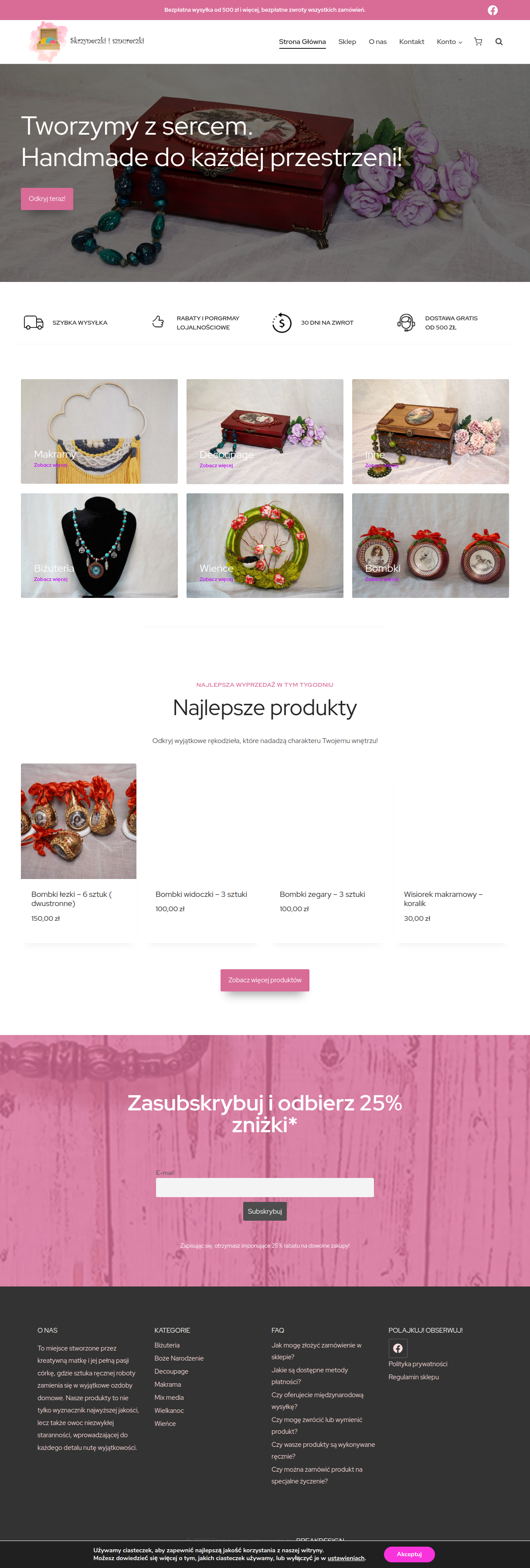 Pełny zrzut strony internetowej — Skrzyneczki i Sznureczki